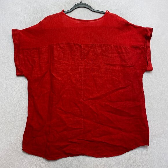 Saiph Linen Top Womens 3X Red Dolman Sleeves Shirt - Picture 7 of 10